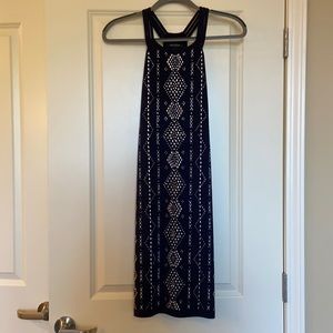 Dark Blue White House Black Market Dress with Embellishments